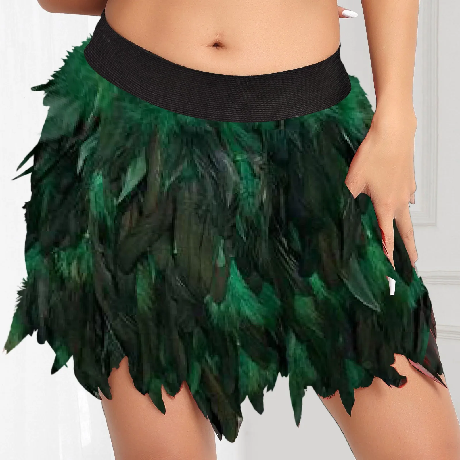 

Women High Waist Party Stage Performance Short Skirts Festival Carnival Feather Skirt Costumes Cloth Half Body Skirt Short Skirt