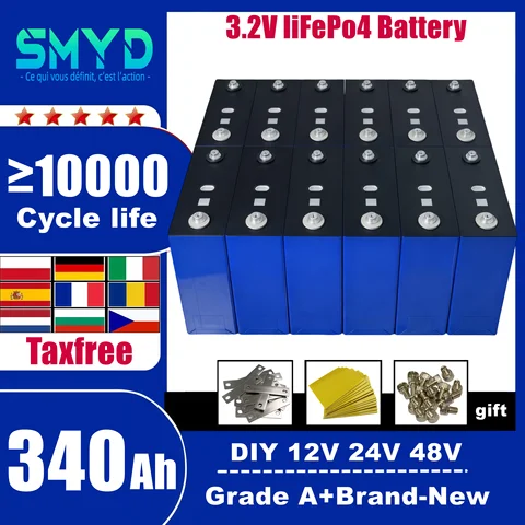 10000 Cycles 340Ah brand new Grade A 3.2V Lifepo4 battery DIY 12V 24V 48V Electric Car Camping RV Golf Cart Cruise Solar System