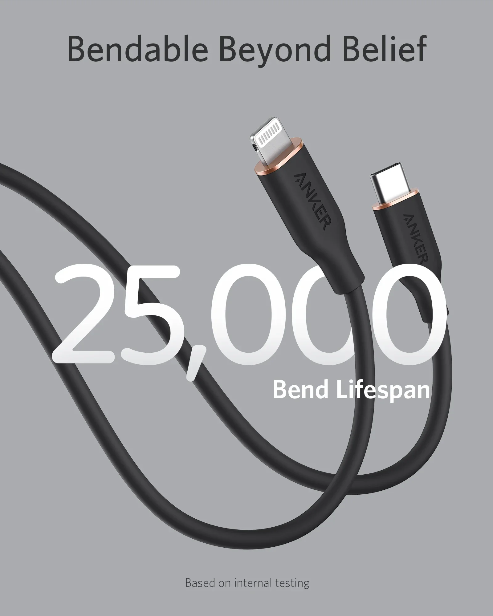 Anker-USB C Cabo de carregamento, Powerline III Fluxo para iPhone 13, 14 Pro Max, 12, 11, Data