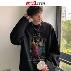 LAPPSTER Y2k Streetwear 90s Graphic T Shirt 2023 Harajuku Korean Fashions Long Sleeve Tees Cotton Oversized Loose Vintage Tshirt