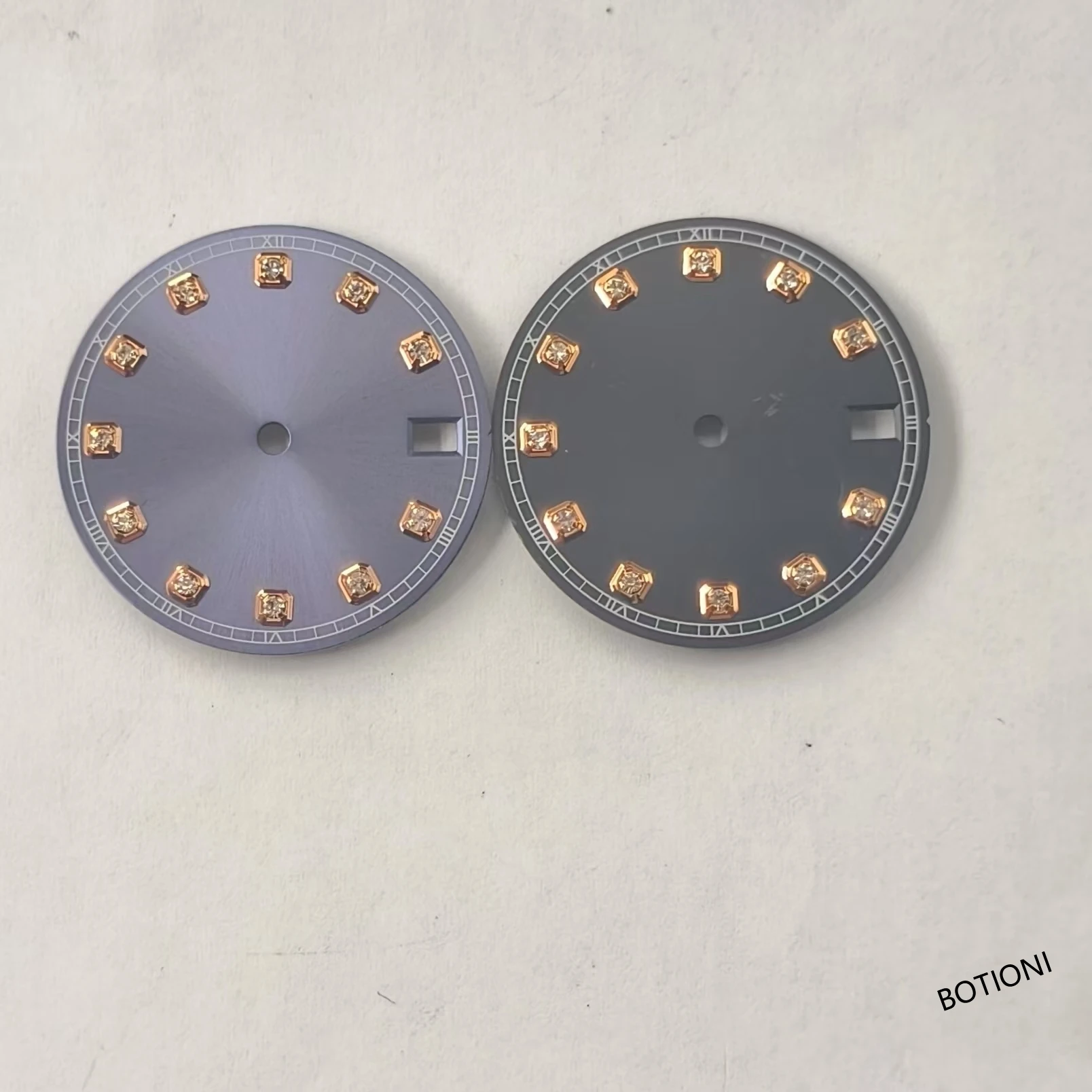 BOTIONI 28.5 ملم قرص ساعة معقم أسود أزرق فضي وردي رمادي، تناسب حركة NH34 NH35 تناسب تاج الساعة 3/3.8/4.2، وجه الساعة