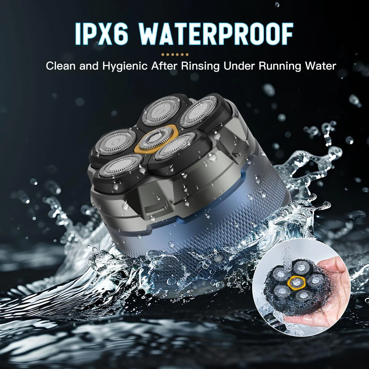 ماكينة حلاقة كهربائية للرأس للرجال الأصلع 6D ماكينة حلاقة مغناطيسية للشعر USB قابلة لإعادة الشحن LED عرض ماكينة حلاقة اللحية المقاومة للماء