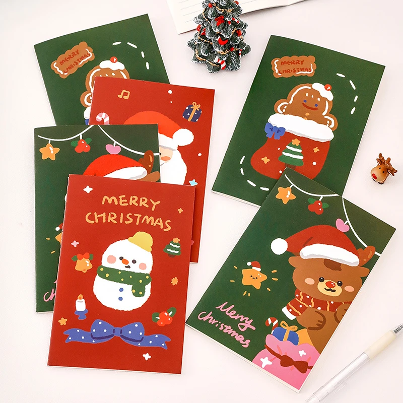 Creative Christmas A5 Pocket Notebook Cartoon Mini Notepad Fashion Students Writing Notepads Office Supplies Kids Prizes Gifts