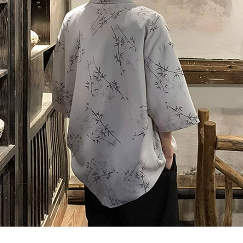 New Chinese Short-sleeved Polo Shirt Men Summer Loose T-shirt New Trendy Metal Buckle Large Size Half-sleeve Shirt Individuality