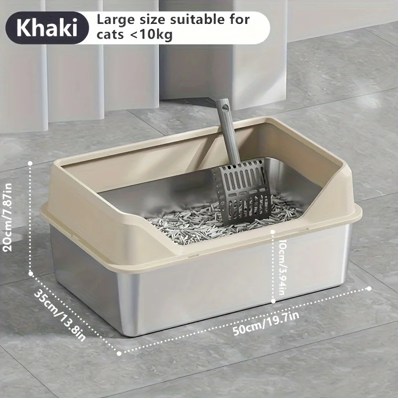 KEMORELA XL Extra Large Stainless Steel Litter Box Enclosure with Lid High Side Large Cat Litter Tray for Big Ncluding Scoop view 5