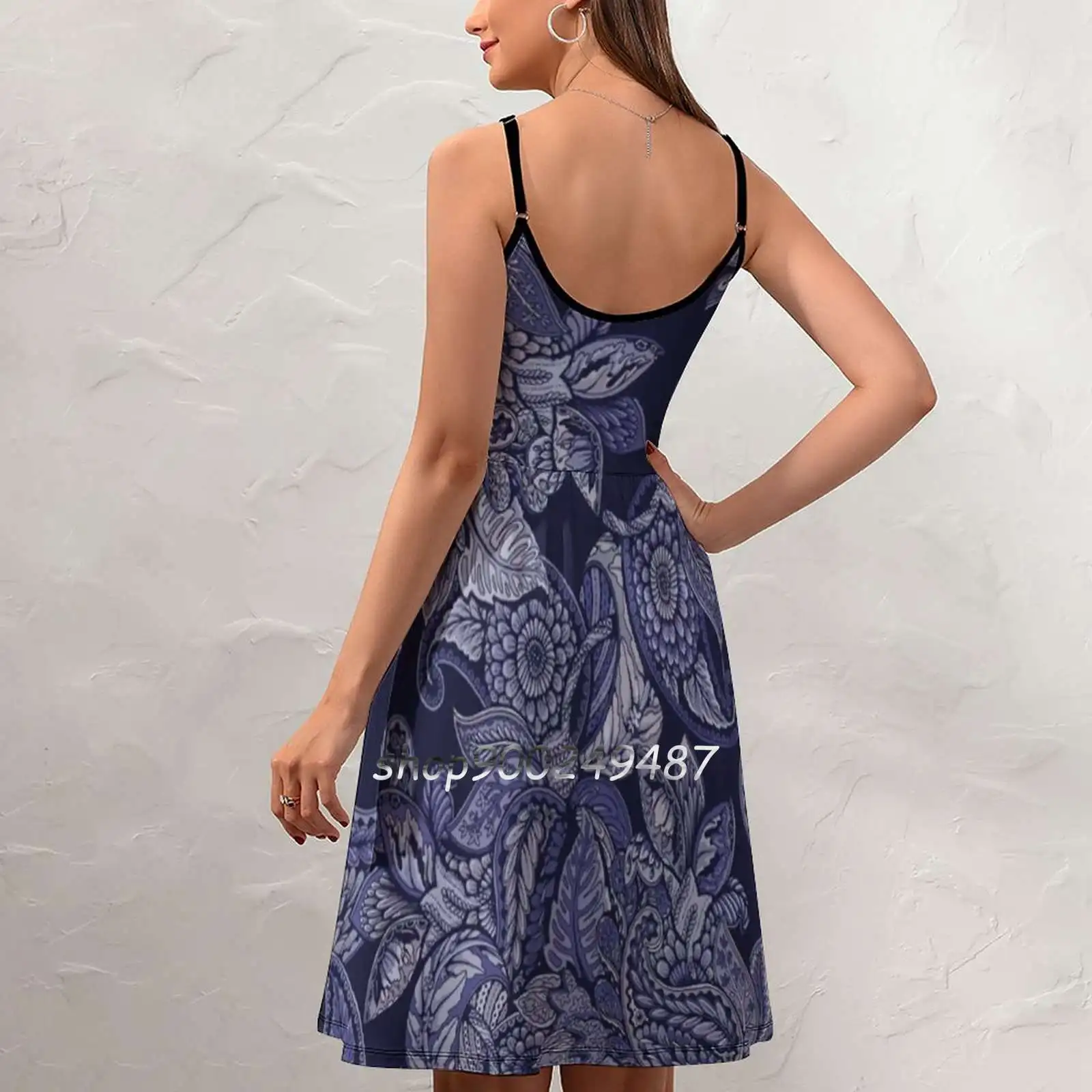 Paisley Dream-Indigo Sling Dress Summer Dress Sling Sexy A Line Dress Fashion Female Dress Paisley Indigo Cobalt Blue Navy