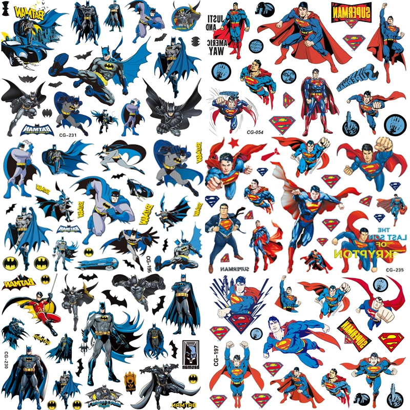 One Piece Superman BatmanTheme Party Bracelet Decoration Tattoo Stickers Birthday Party Decoration Stickers Pack Toy for Boys