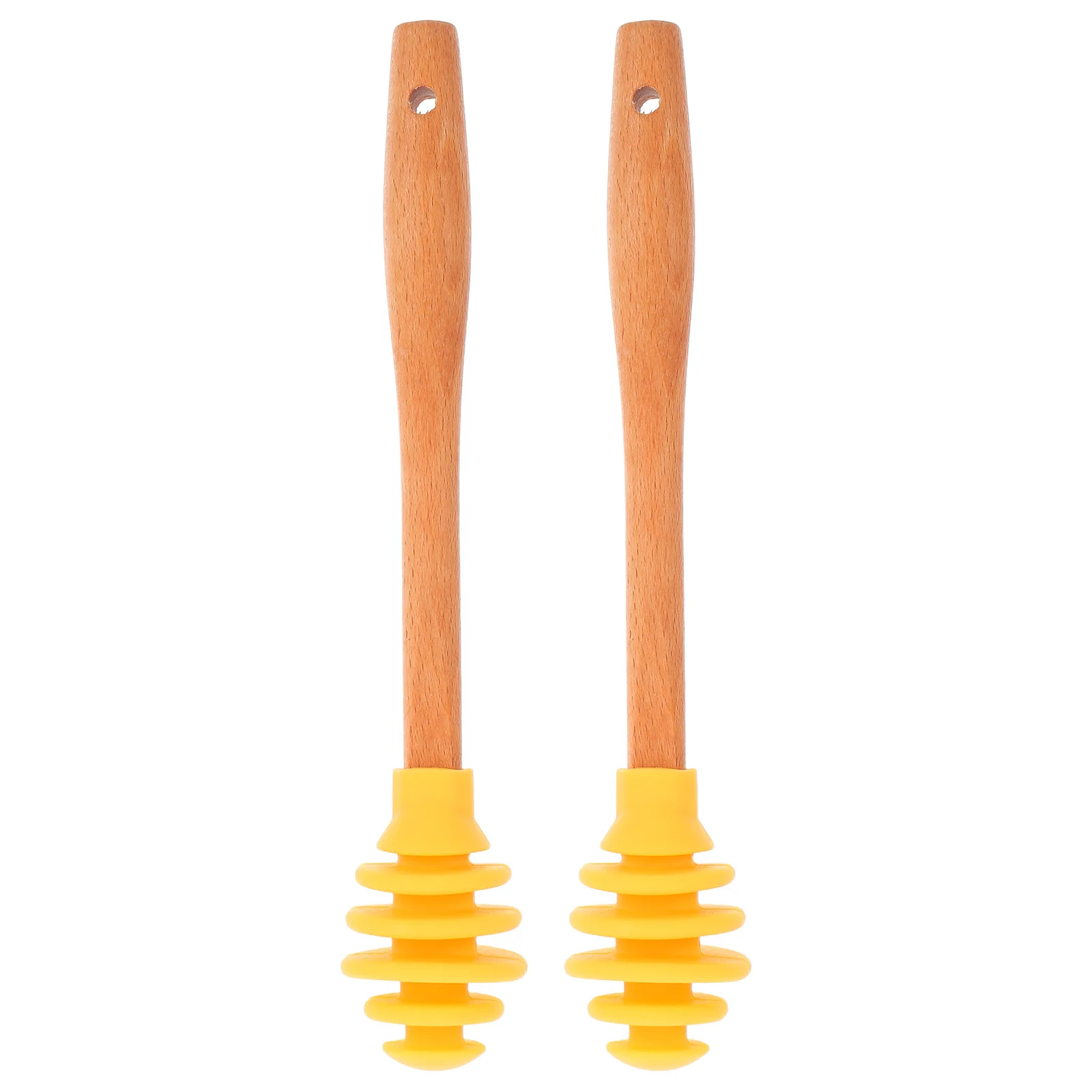 

2pcs Stirring Reusable Dispenser Sticks Portable Sticks Wooden Dippers Sturdy Silicone Mixing Stirrer Pot Wand Honey Syrup