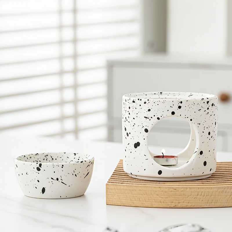 

Cross Border New Black Split Ceramic Aroma Diffuser Essential Oil Burner Candle Lamp OEM