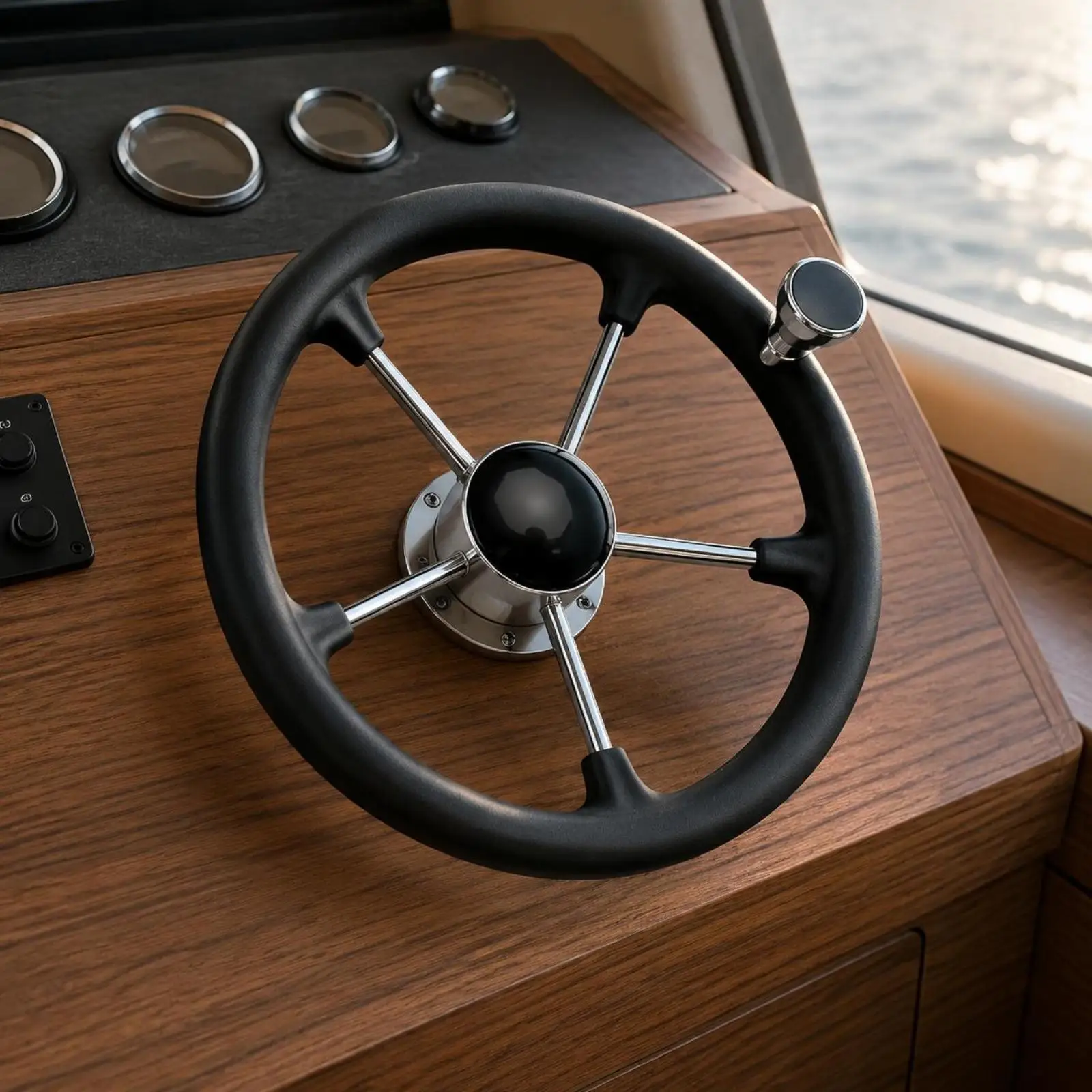 13.5 Inch Stainless Steel Boat Steering Wheel Stainless Steel Marine Steering Wheel for Boating