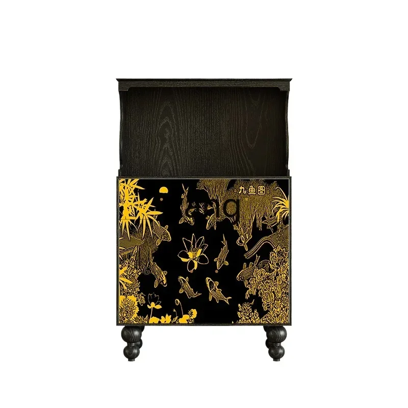 

LH medieval style nine fish picture tea cabinet solid wood dining side living room crane decorative coffee locker sofa
