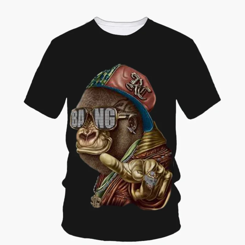 3D Print Men\'s T-shirt Funny Monkey Casual Animal New T Shirts for Men Oversized Prints Short Sleeve Y2k Tops Hip Hop Streetwear