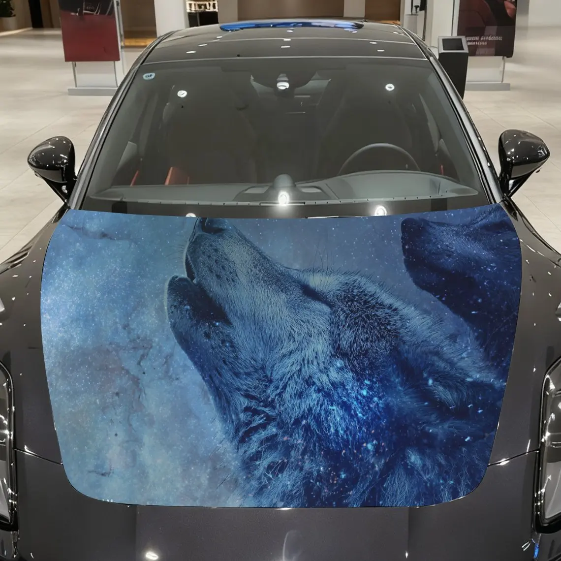 

Car Decals A Blue Abstract Scene Close - Up With Textured Layers And Dynamic Visual Flow Car Hood Sticker, Waterproof Self - Adh