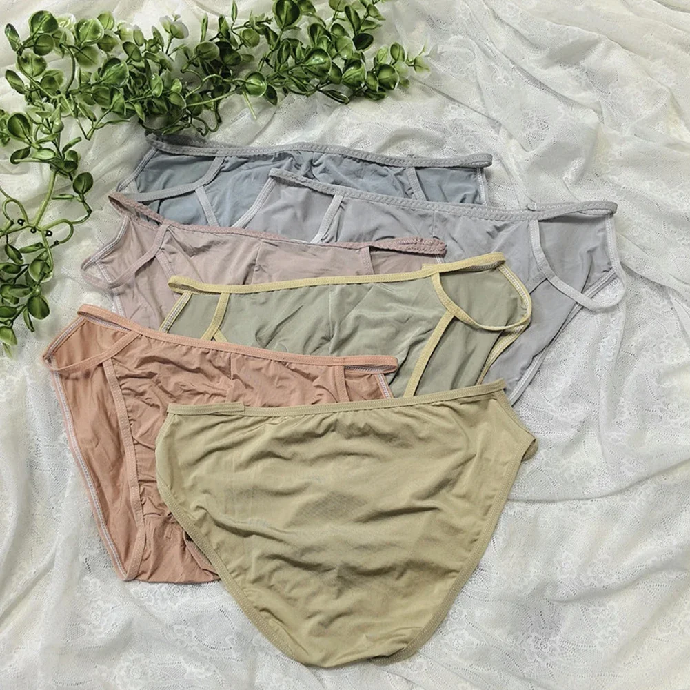 

Men's Panties Ice Silk Low Waist Briefs See-Through Lingerie Ultra-Thin Underwear Gay Sissy Pouch Underpants Erotic Knickers