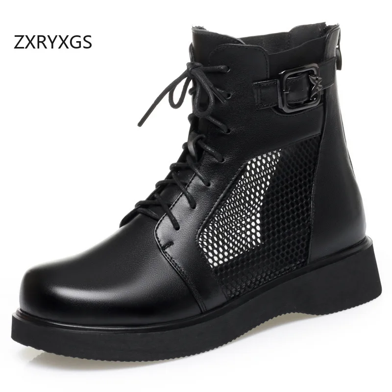 

ZXRYXGS 2026 Новые модные весенне-летние ботинки: элегантные, удобные, дышащие, трендовые сандалии с круглым носком из натуральной кожи и сетки