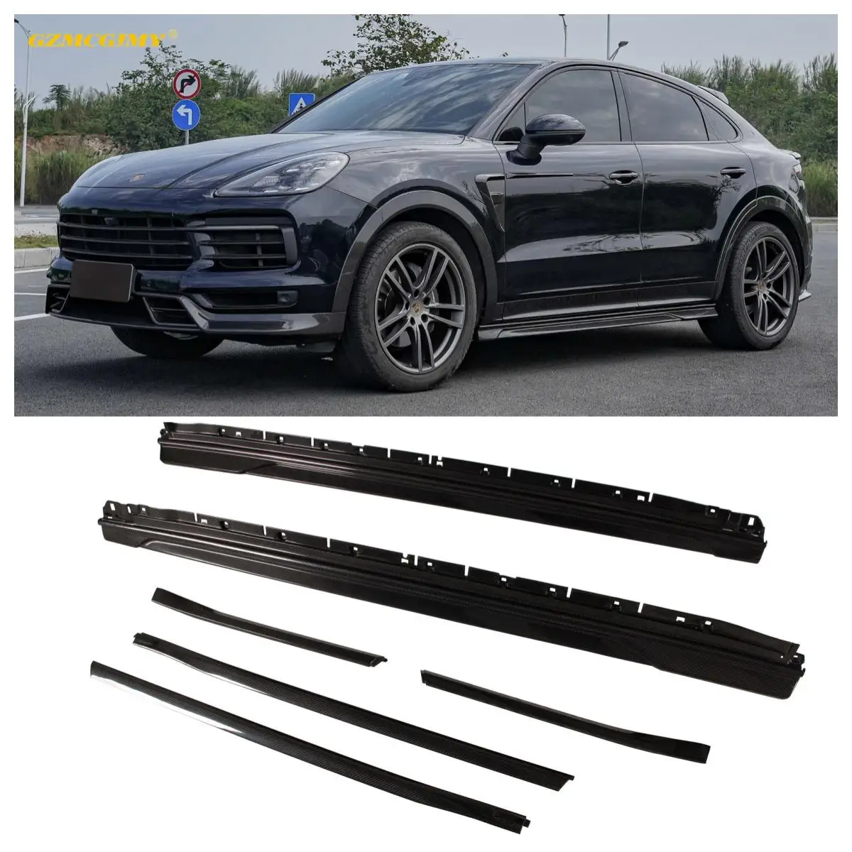 Hot selling car carbon fiber side skirt suitable forPorsche Cayenne carbon fiber side skirt