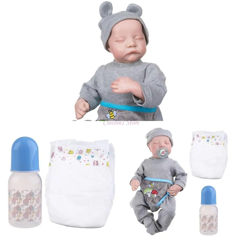 

Y1UB 19in Realistic for Doll Closed Eyes Sleep Boy Soft Vinyl Silicone Baby Newborn B