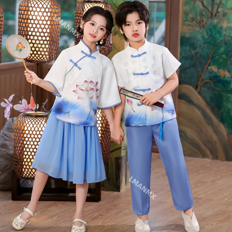 Children's choir performance costume, Chinese style graduation costume, Hanfu poetry recitation performance costume