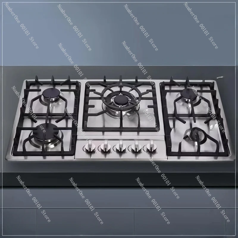 34 inch stainless steel embedded 5-burner stove LPG/NG convertible natural gas biogas stove dual fuel accessories