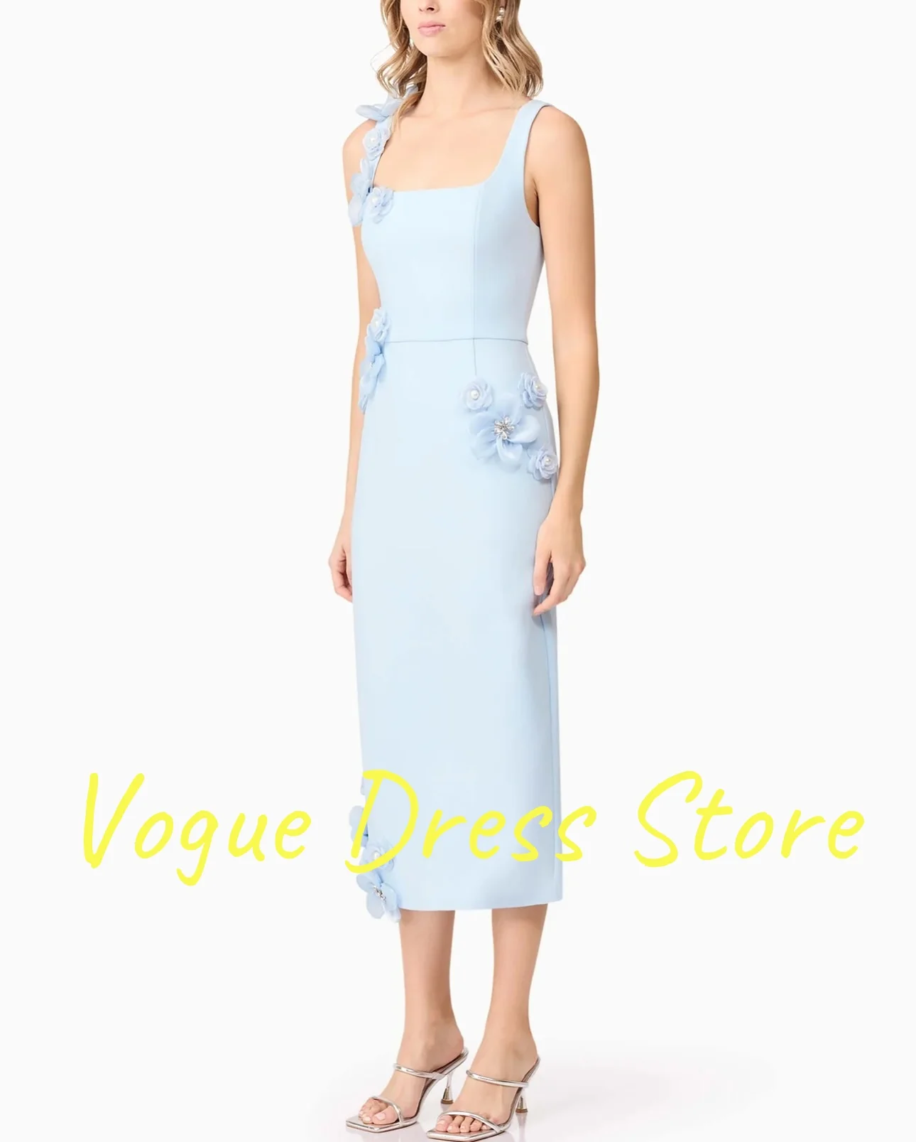 CustomizedvCustomized 고품질 저지 3D 꽃 크리스탈 진주 이브닝 드레스 섹시한 민소매 연예인 가운 맞춤 제작