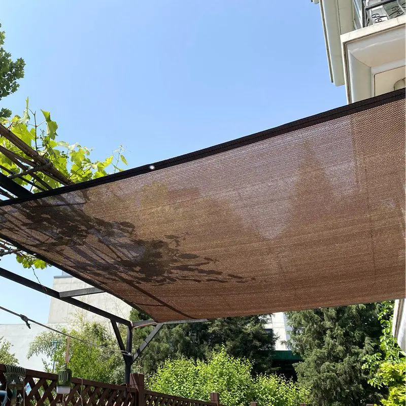 85% Shading Anti-UV Coffee Brown HDPE Sun Shade Net Swimming Pool Sunshade Mesh Balcony Screen