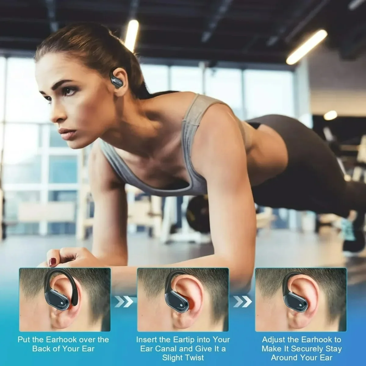 2027 New QCY Wireless Earbuds Sport 5.3 Headphones with Noise Cancelling Mic 75H HiFi Stereo Over Ear Bud LED Display USB-C IPX6 view 3
