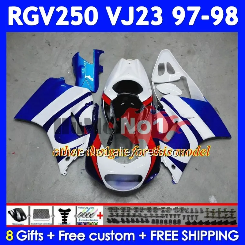 Bodys Kit For SUZUKI RGVT250 SAPC RGV 250 VJ23 97-98 110No.59 RGV-250 VJ 23 RGVT-250 RGV250 97 98 1997 1998 White yellow Fairing