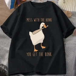 Summer Fashion Men TShirts Funny Untitled Goose Game Tops Men Women Cotton Loose Tee Mess With The Honk You Get The Bonk T-shirt