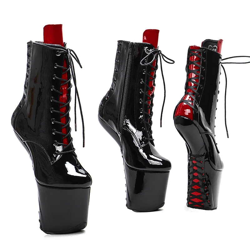 

Leecabe Heelles Lace Up Ankle Boots Sexy Exotic Pole Dance Stripper young trend fashion color matching shoes 3W