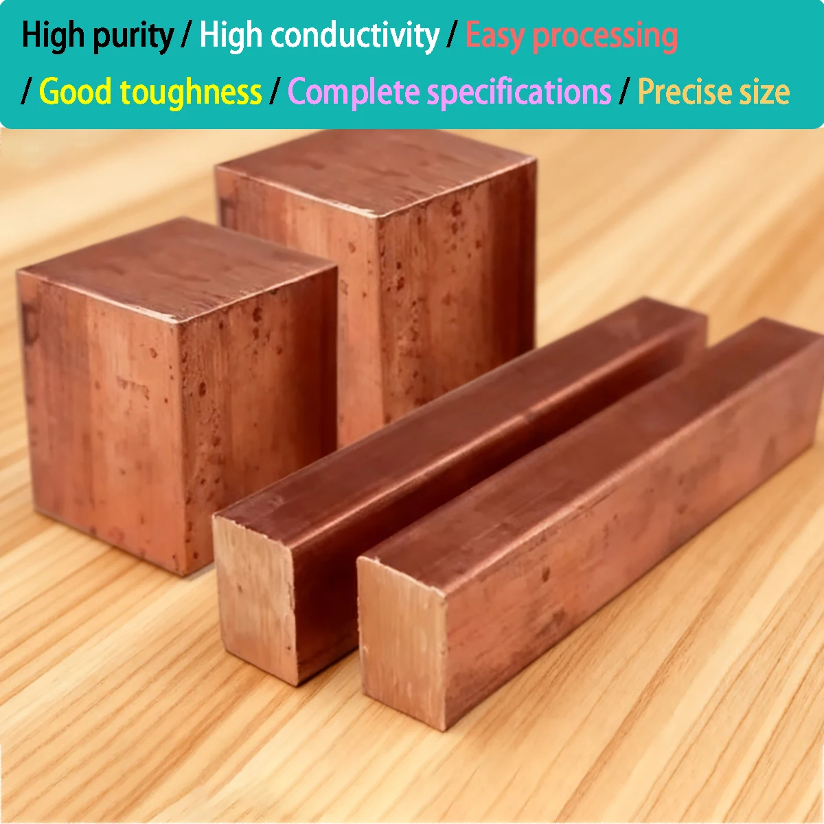 1pcs Purple Copper Cube Block Bar Square Rod Plate Sheet DIY Rivet Material ,Arbitrary Cutting Building material