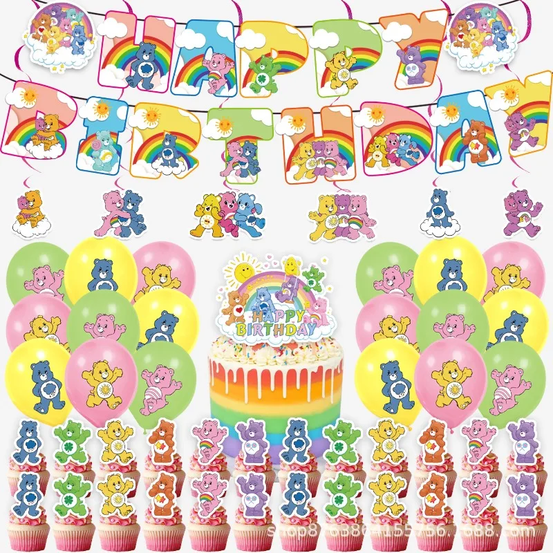 

New Cute Cartoon Care Bears Theme Birthday Scene Decoration Supplies Party Supplies Decoration Banner Balloon Set