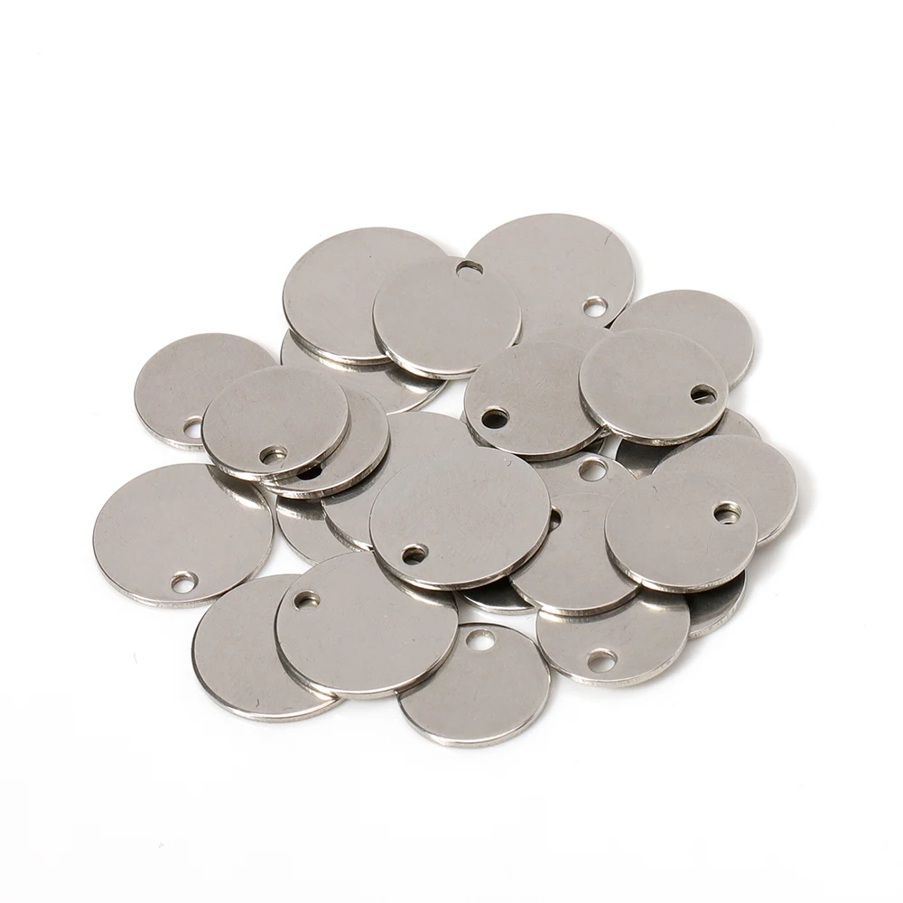 

50pcs Stainless Steel Round Charms 10/12mm Blank Stamping Tags Earring Bracelet Pendants for Jewelry Making Components DIY