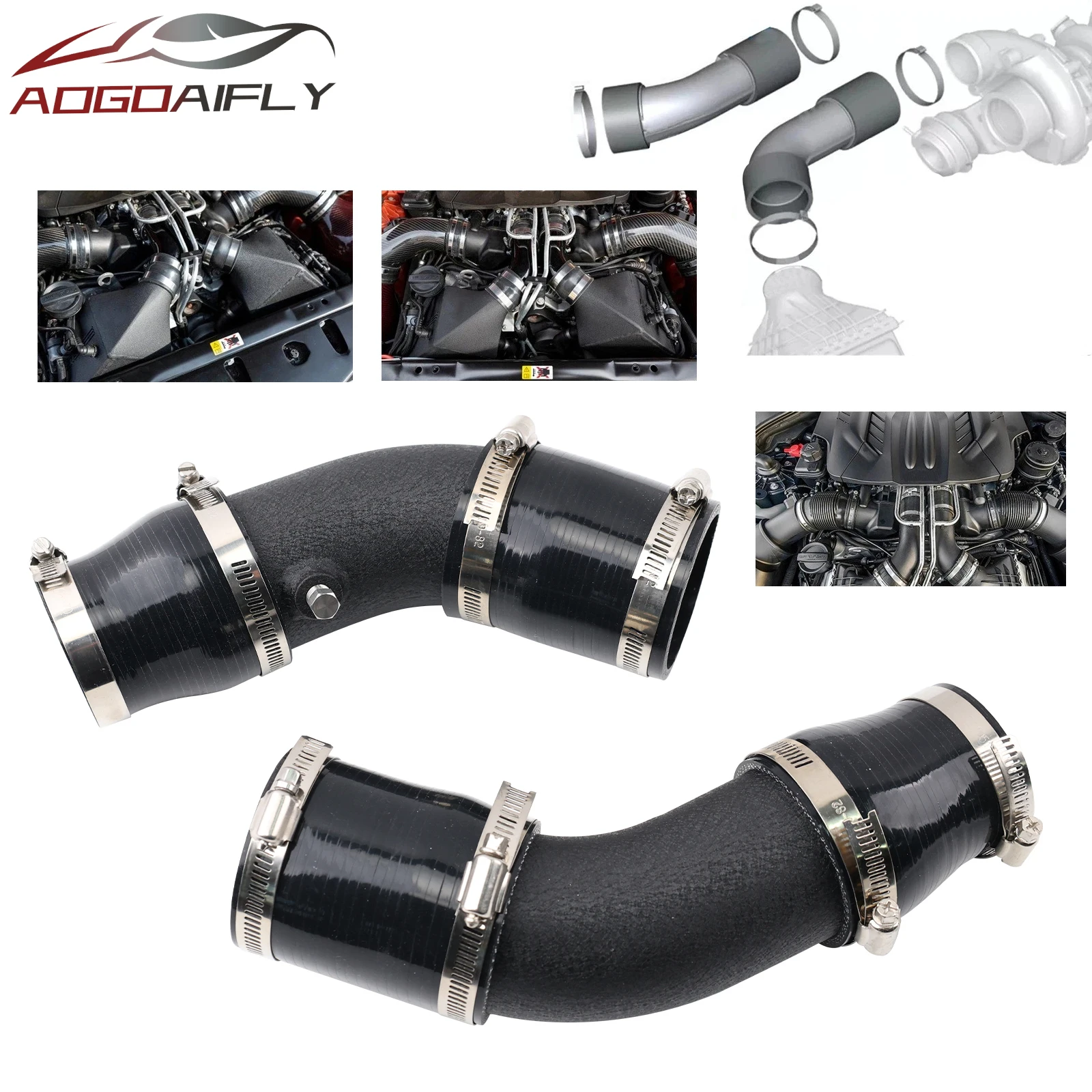 Turbo Intake Charge Pipe Cooling Hose Kit For BMW F10 M5 F06 F12 F13 M6 S63 12-16 4.4L V8 Turbocharged