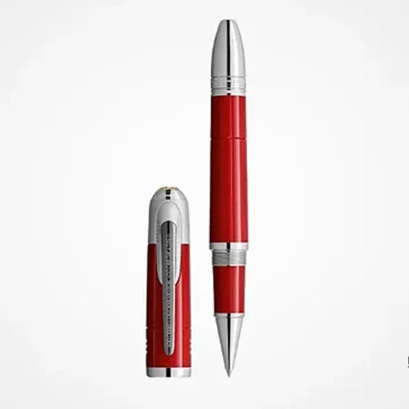 Limited Edition Collection MB Enz Feri Famous Red Fountain Pen Hollow-Carved Office Writing Rollerball Pen with Serial Number