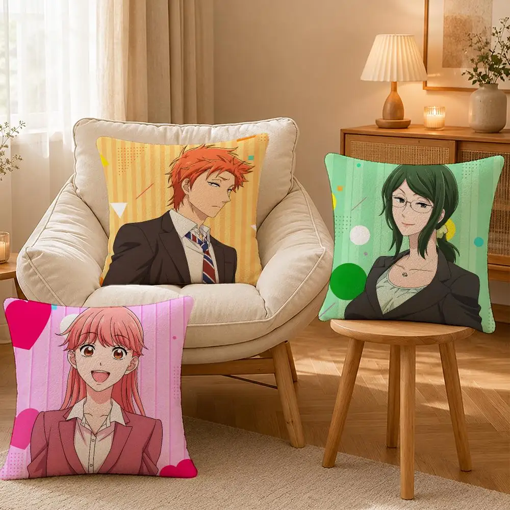 Anime Wotakoi Office Romance Cushion Cover Personalized Short Plush Soft Bedroom Sofa Home Decor Gift