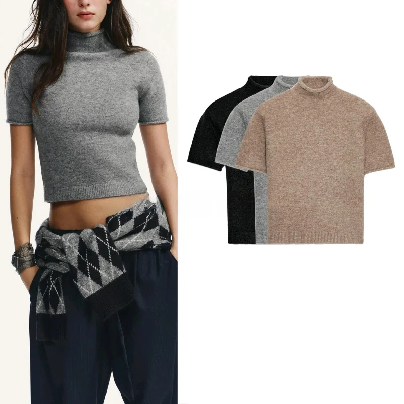 Winter New Women's Casual ort Sve f High Ne Soft Flat Needle Knitted Sweater Polyester Fiber Teen Girls Faion