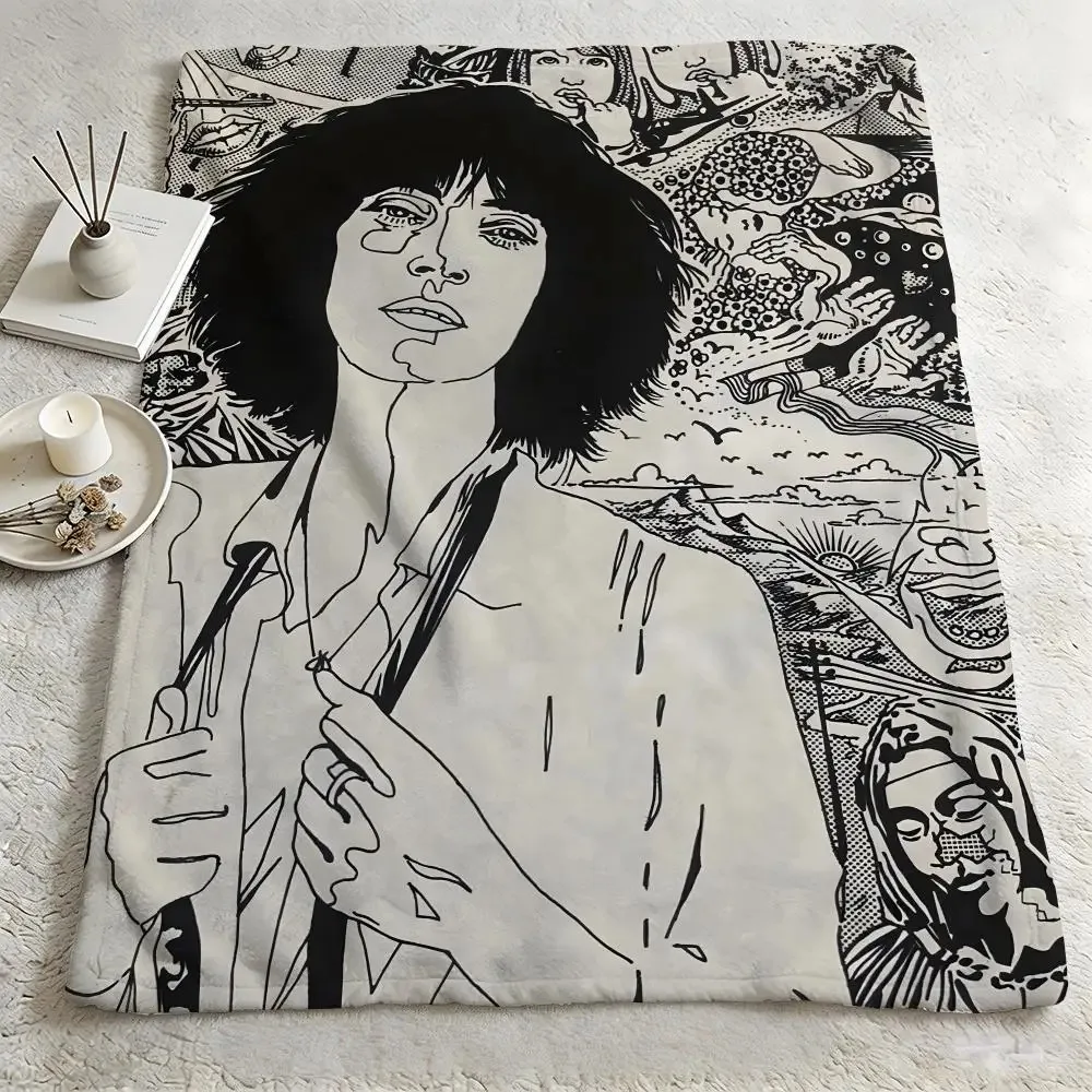 singer P-Patti Smith-h Throw Warm Soft Flannel Blanket, Multi-use for Sofa Bed Camping Travel Nap