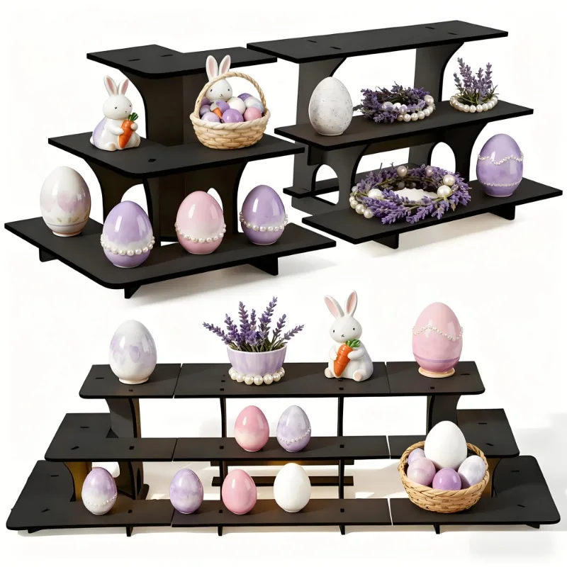 1Set Giant Spliced 3-Tier Wooden Display Stand Corner Tabletop Display Base Portable Craft Shows Farmers Market Holiday Display