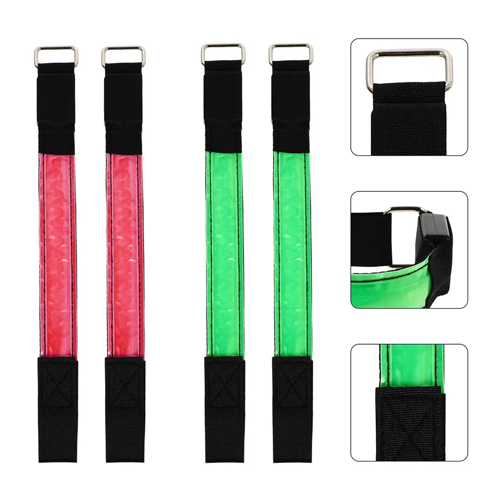 

4Pcs LED Glowing Armband Night Running Bracelet Adjustable Rechargeable Reflective Sports Wristband for Running Cycling Walking