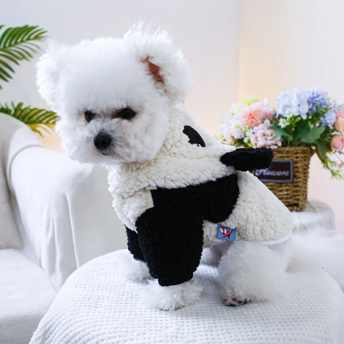 1PC pet clothing autumn and winter thick black and white panda baby hat jacket for small and medium-sized dogs