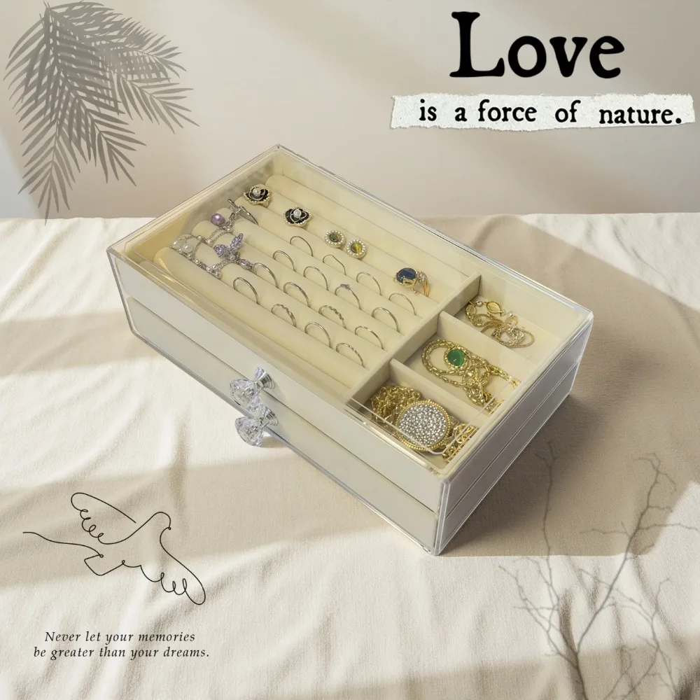 

Рождественский подарок 2025, акриловая шкатулка для драгоценностей, органайзер для ожерелья с выдвижным ящиком для жемчужного браслета, сережек, дисплея для настольного хранения