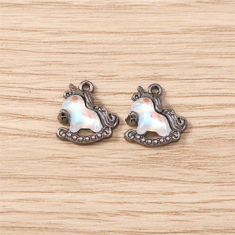 5 Stück 13x14mm Niedliche Kristall-Tier-Anhänger in Form von Pferden für die Schmuckherstellung, Ohrhänger, Halsketten, Armbänder, DIY-Bastelzubehör – Detail 18