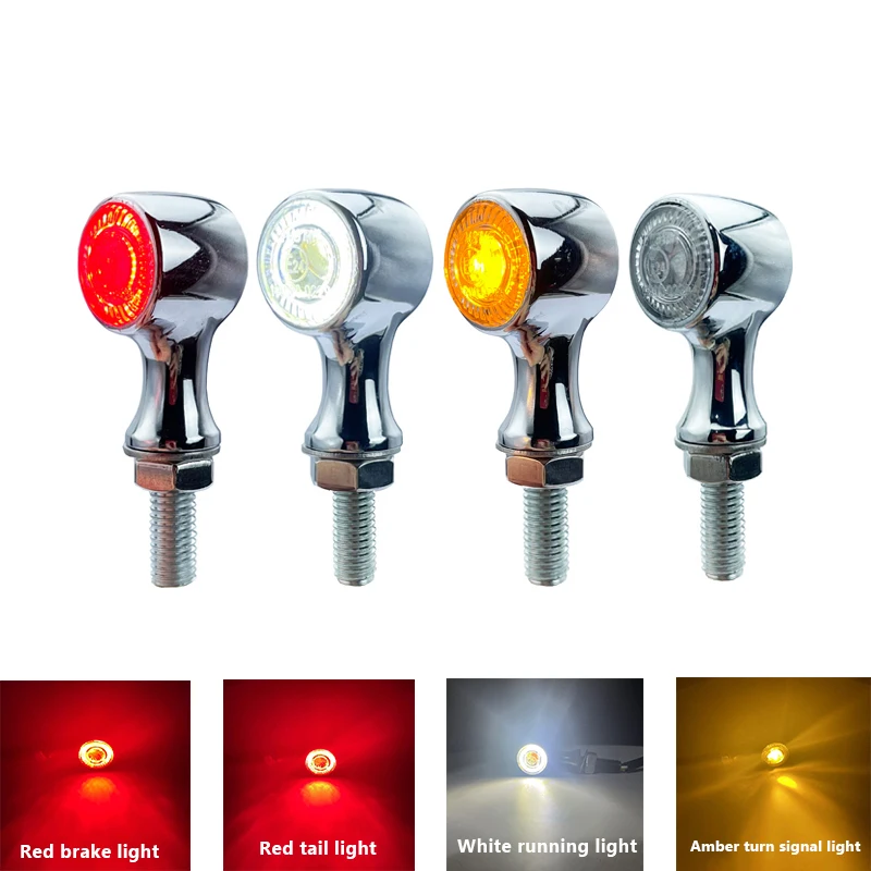 Chrome housing E marked Motorcycle Turn Signal Lights 3 in 1 LED Front Direction lamp Rear Indicator Driving Brake Stop Light