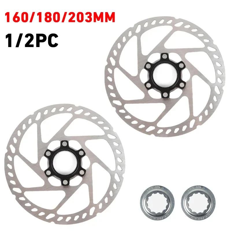 

160/180/203MM Centerlock Brake Rotor CENTER LOCK Mountain Bike Brake Disc Rotor 1/2PC Road Bike Heat Dissipation Disc Rotors