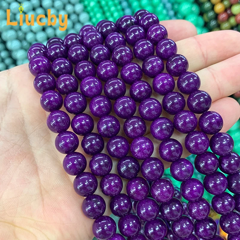 Für Schmuck herstellung Naturstein dunkel violette Jade Perlen DIY Creolen Retro Handwerk Dekoration Kopf bedeckung 15 "Strang 6/8/10/12mm – Detail 7