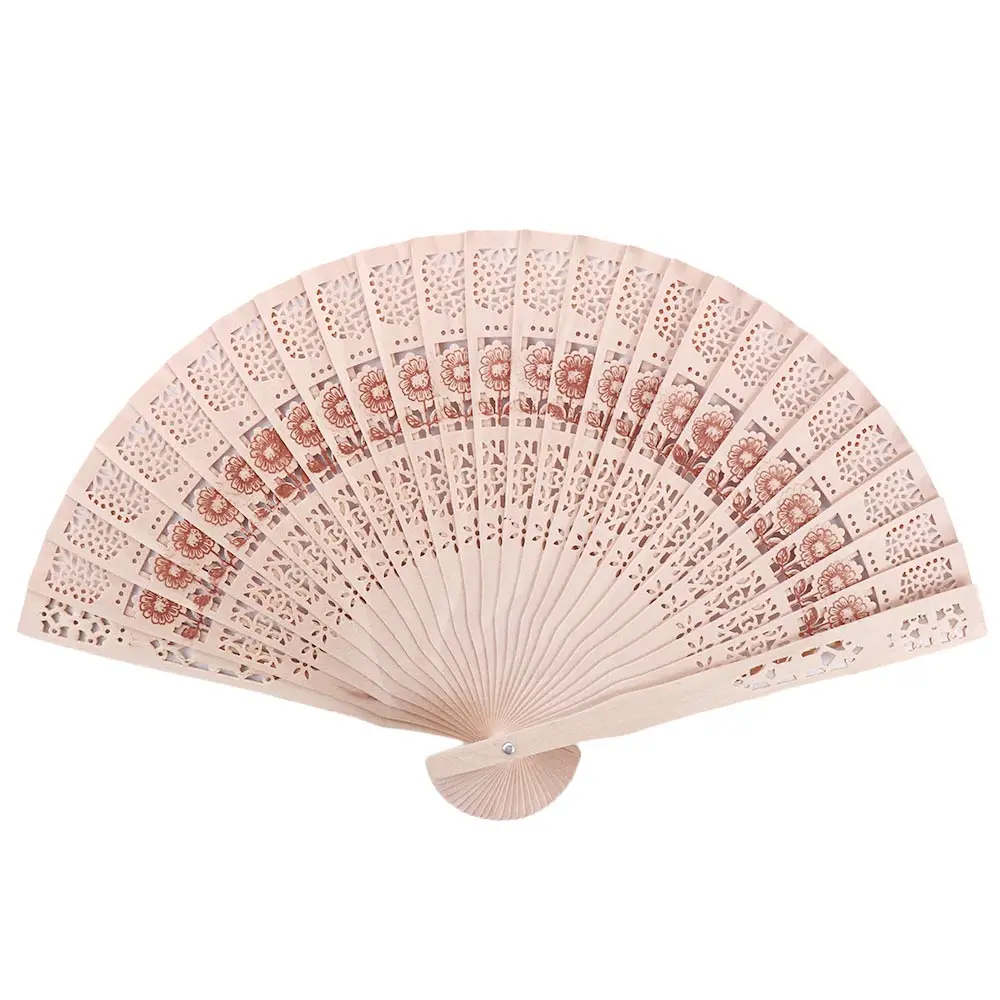 Home Accessories Printing Decorative Sandalwood Fan Photo Prop Tool Hand Held Flower Fans Folding Fans Hollow Dance Hand Fans