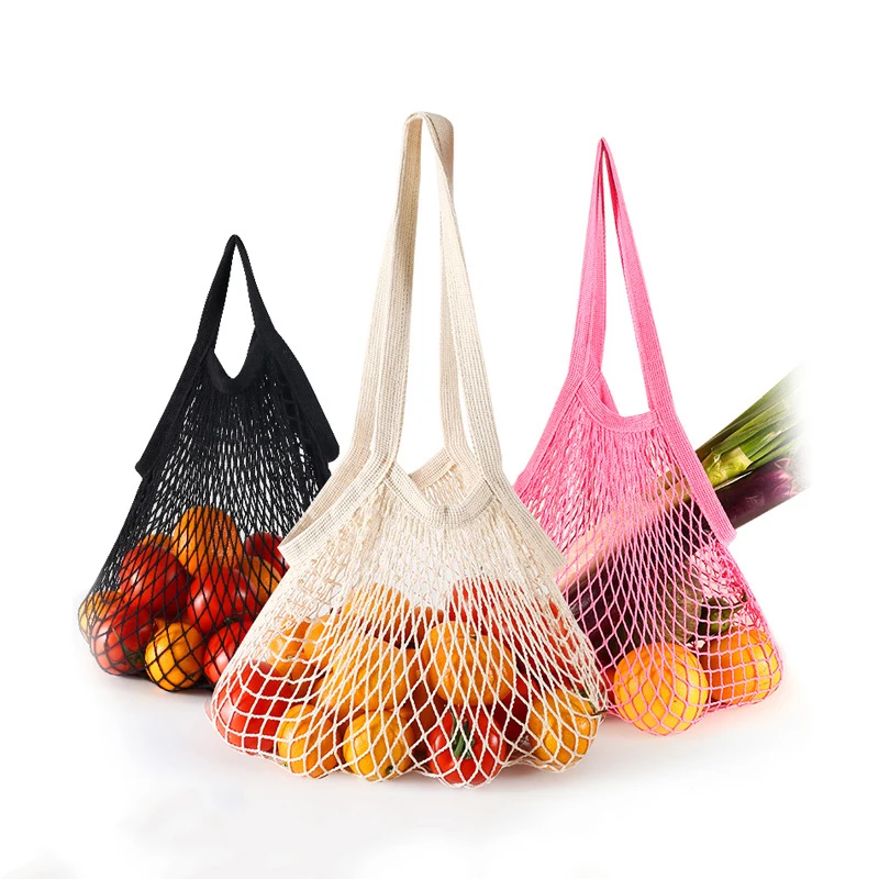 

2Pcs Reusable Vegetable Fruit Mesh Storage Bag Kitchen Eco-Friendly Storage Bags Washable Women Shopping Mesh Bag for Shopping