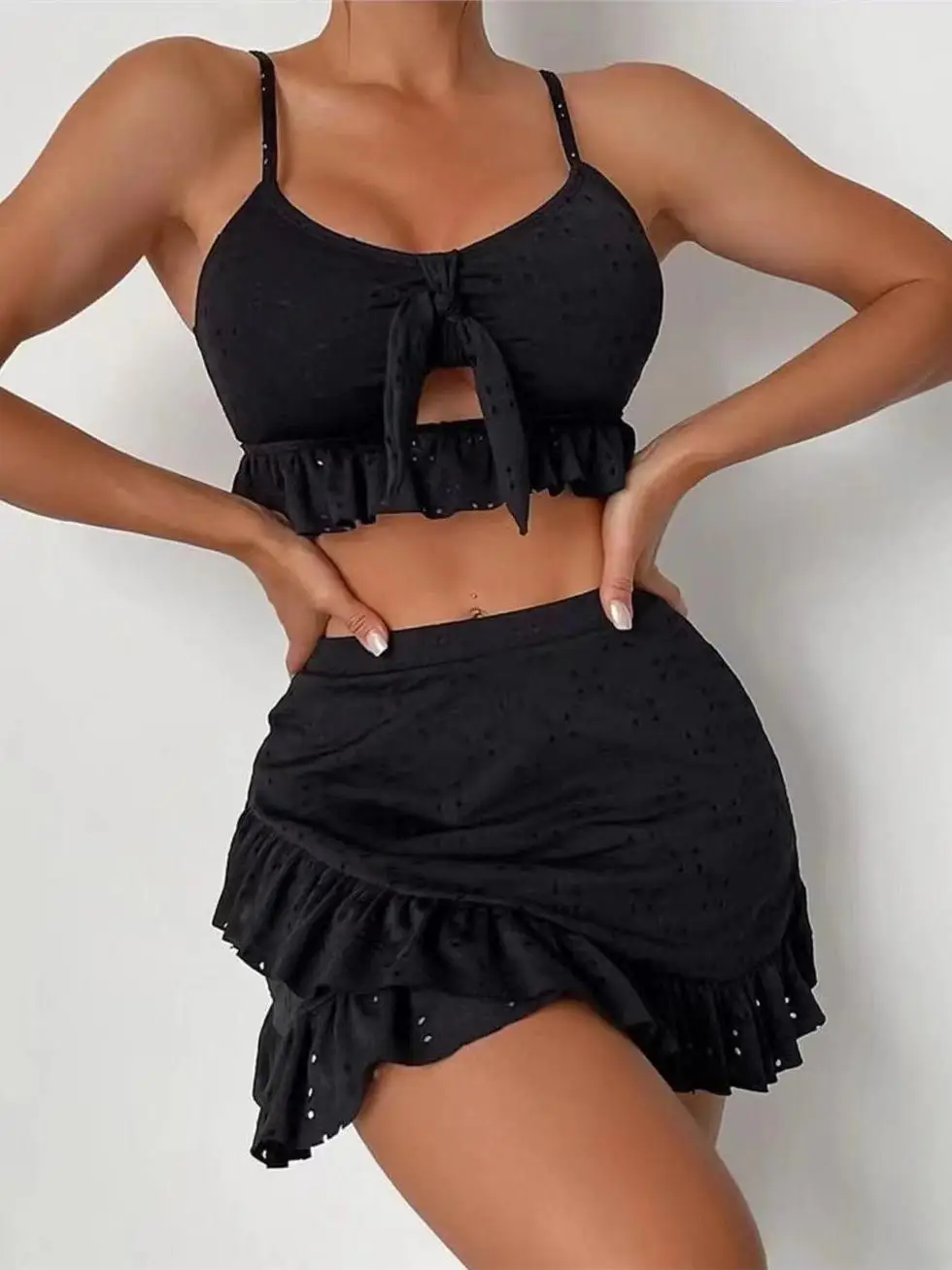 2026-women's-three-piece-swimsuit-bikini-set-with-sash-waist-tie-bodycon-skirt-cross-border-clothing-spring-season