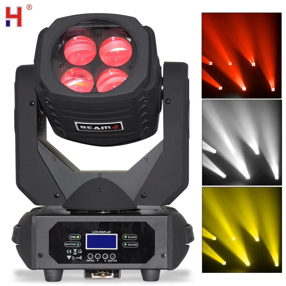 HongYi LED Moving Head 4X25W Super Beam DMX DJ Lights With Infinite Rotating Lens Bees Eyes Effect For DJ Disco Dance Floor Bar