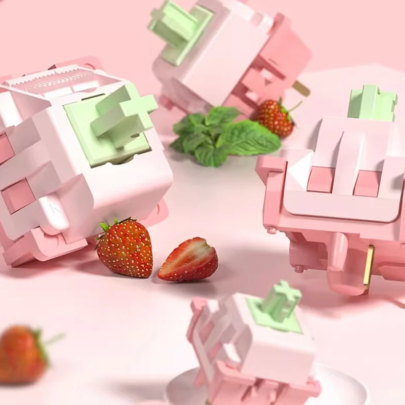 LEOBOG Strawberry Mint Switch Customized Hot Swap Linear Switch 29gf Trigger HIFI Ergonomic Game Mechanical Keyboard Accessories